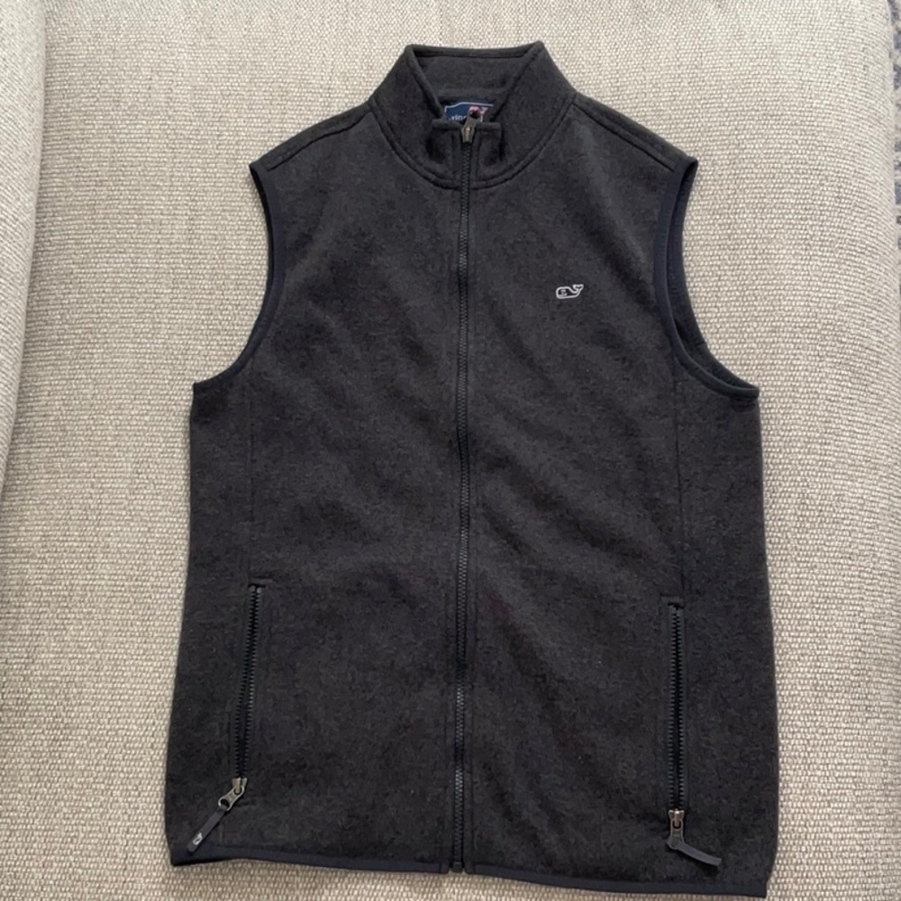 Vineyard Vines Men's Charcoal Gray Full-Zip Fleece Vest